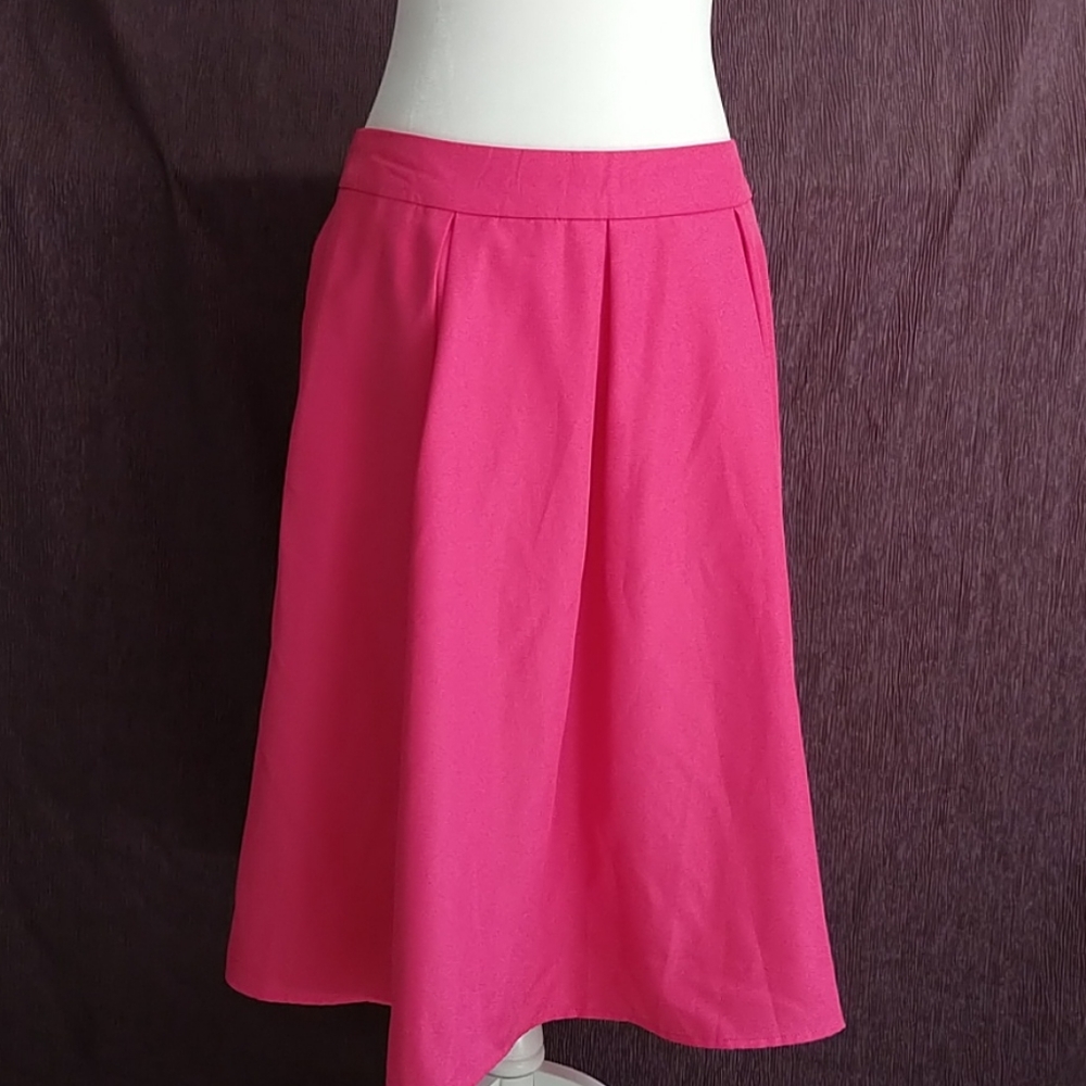 Hot Pink Pleated Skirt w/pockets